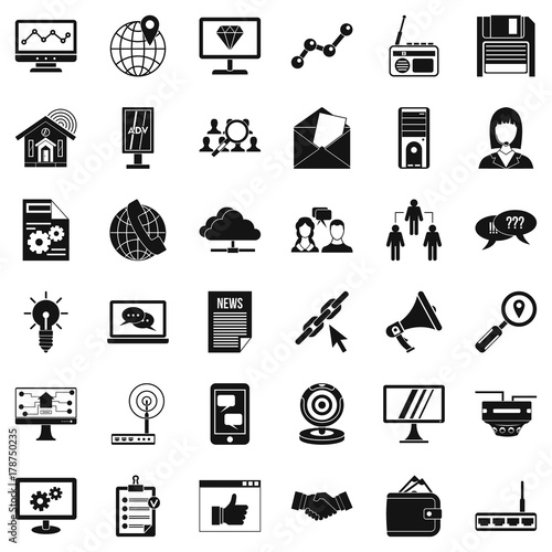 Adv file icons set, simple style