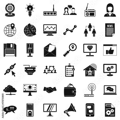 All day help icons set, simple style