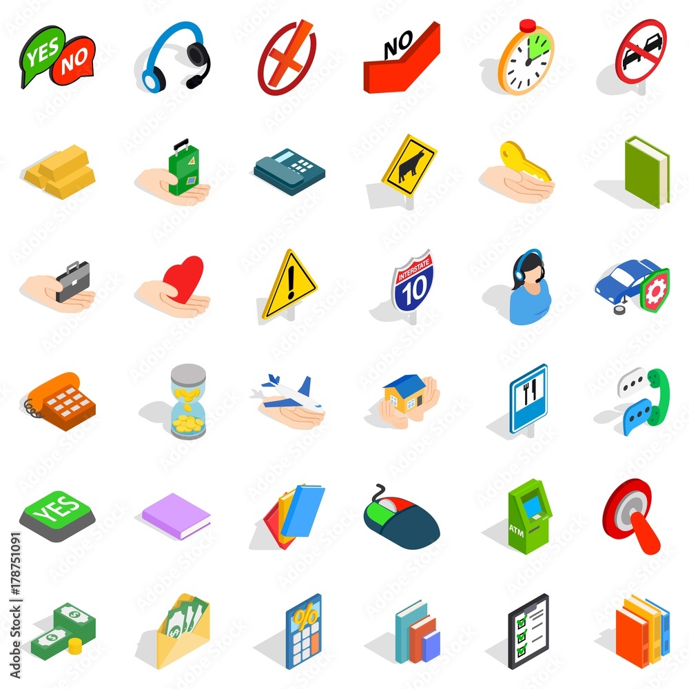Helpful icons set, isometric style Helpful icons set, isometric style
