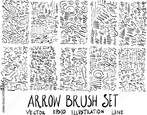 Set of arrow brush illustration Hand drawn Sketch line vector eps10