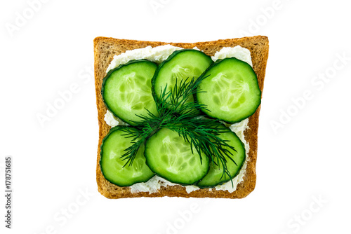 a sandwich with maidens and cheese on an isolated white background photo
