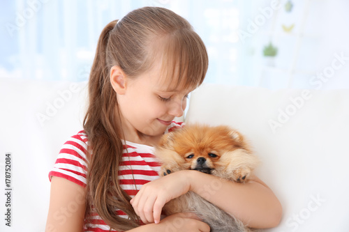 Cute girl with little dog, ...