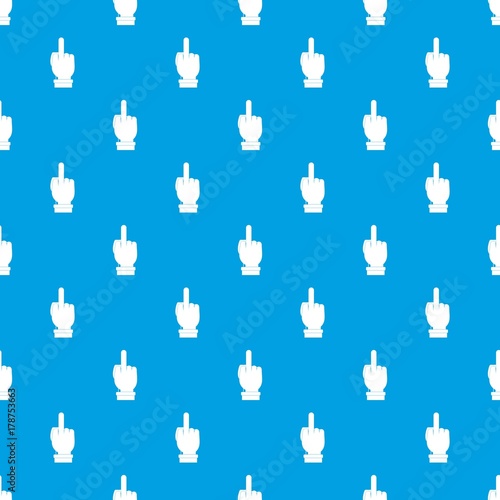 Middle finger hand sign pattern seamless blue