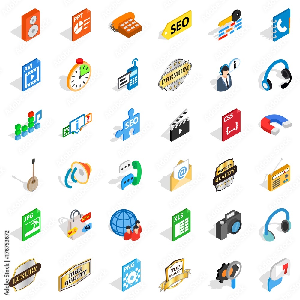 Telephone icons set, isometric style Telephone icons set, isometric style