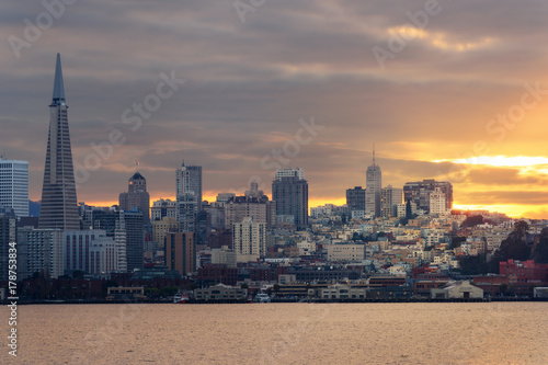 San Francisco Bay area Skyline sunset photo