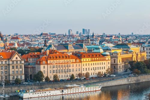 Aerial view of city center of Prague, the capital of Czech Republic