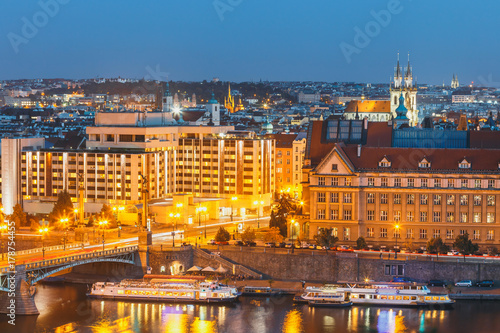 Aerial view of city center of Prague  the capital of Czech Republic