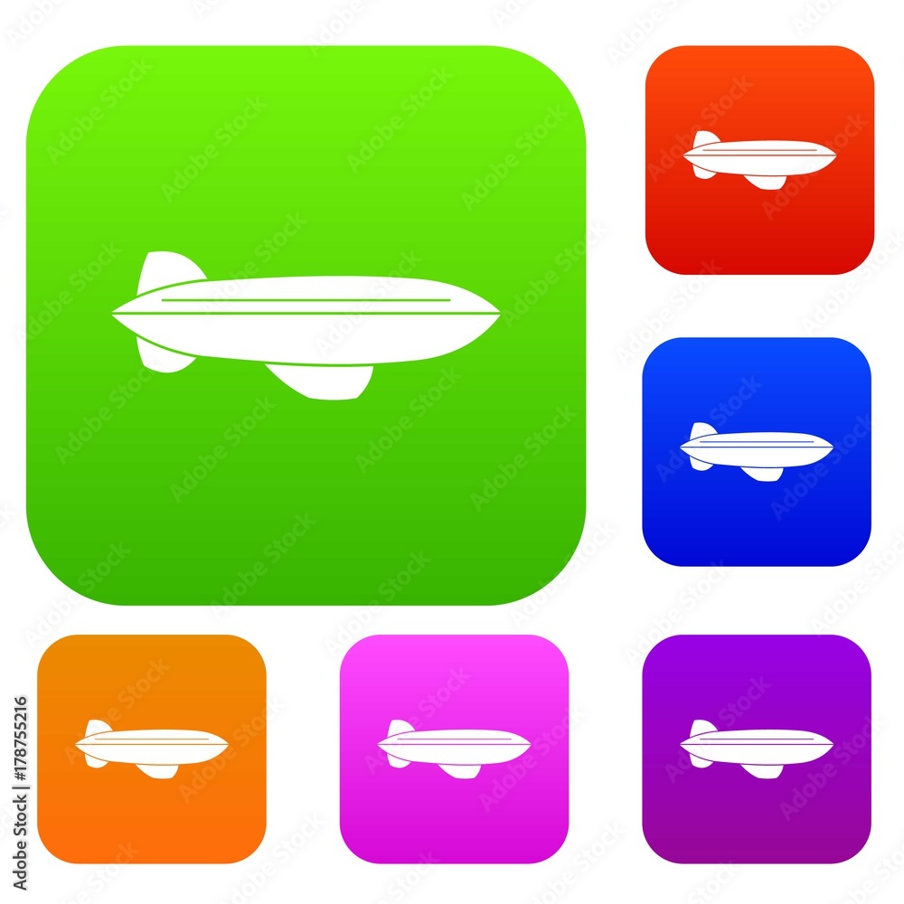 Blimp aircraft flying set color collection Blimp aircraft flying set color collection