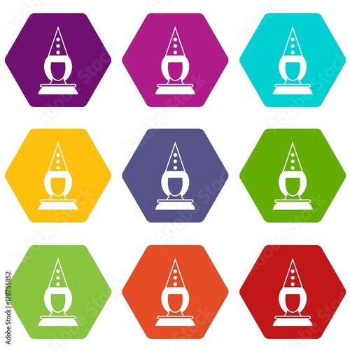 Pierrot clown icon set color hexahedron