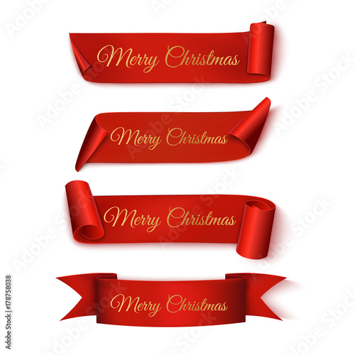 Merry Christmas. Set Ribbons. Vector illustration