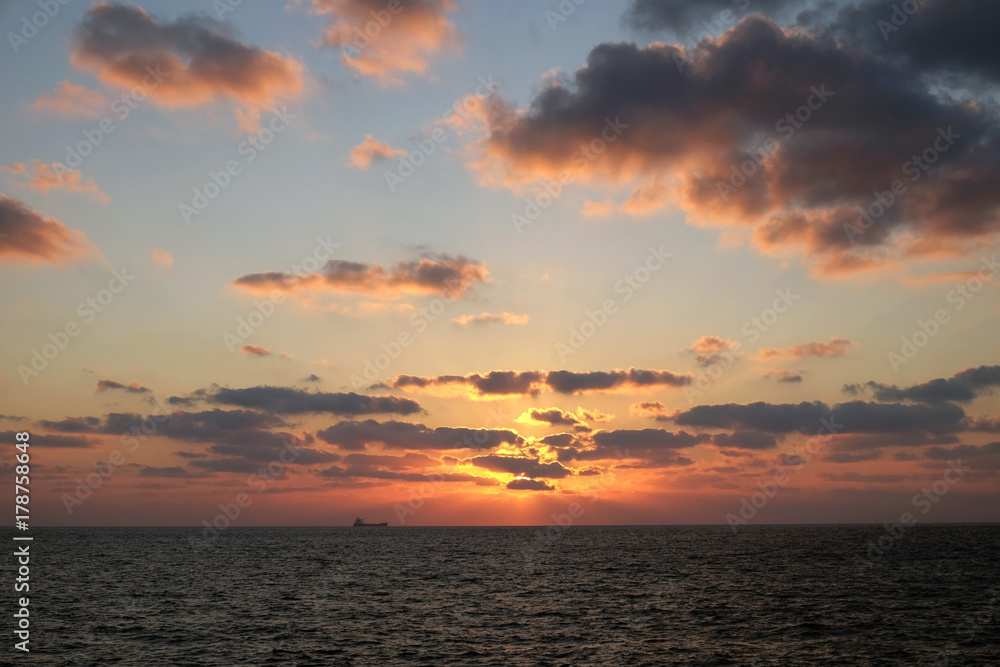 Naklejka premium Sunset on the Mediterranean Sea