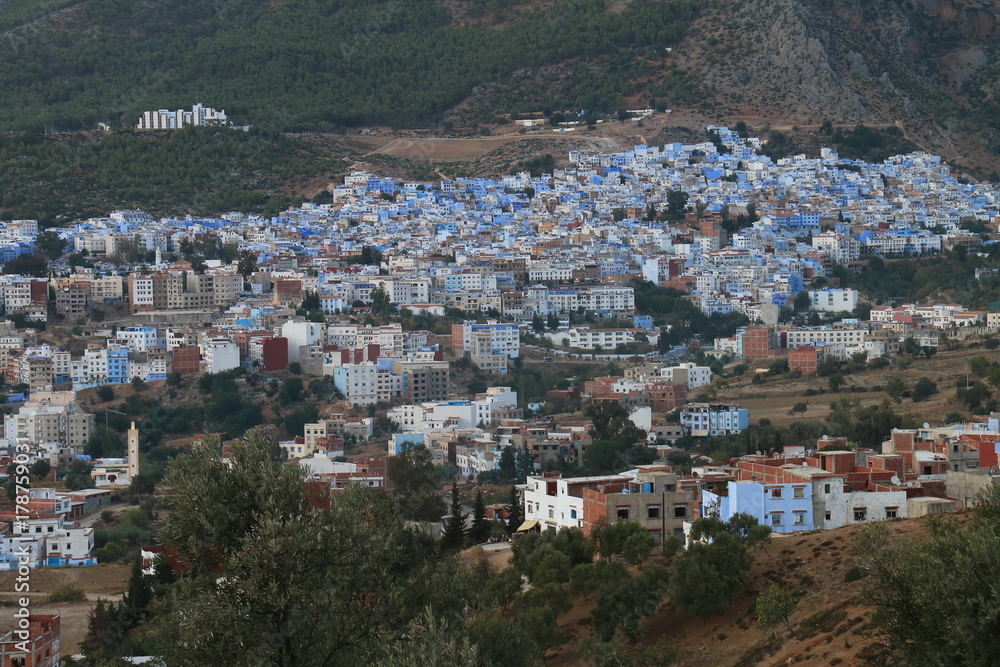 Panoramic view of Chefchaouen, Morocco