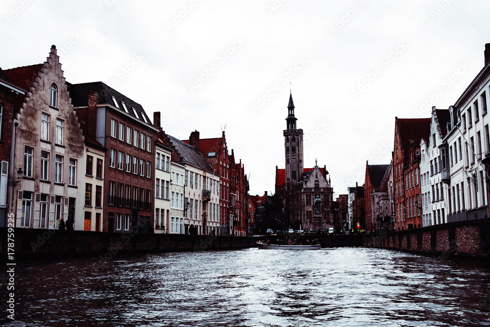 Brugge canal and city view, Belgium.