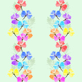 Geranium, cranesbill, pelargonium. Seamless pattern texture of flowers. Floral background, photo collage