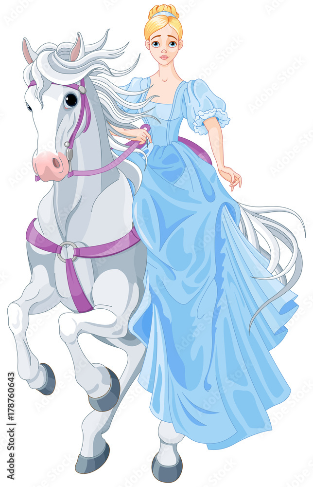 Naklejka The Princess Is Riding a Horse
