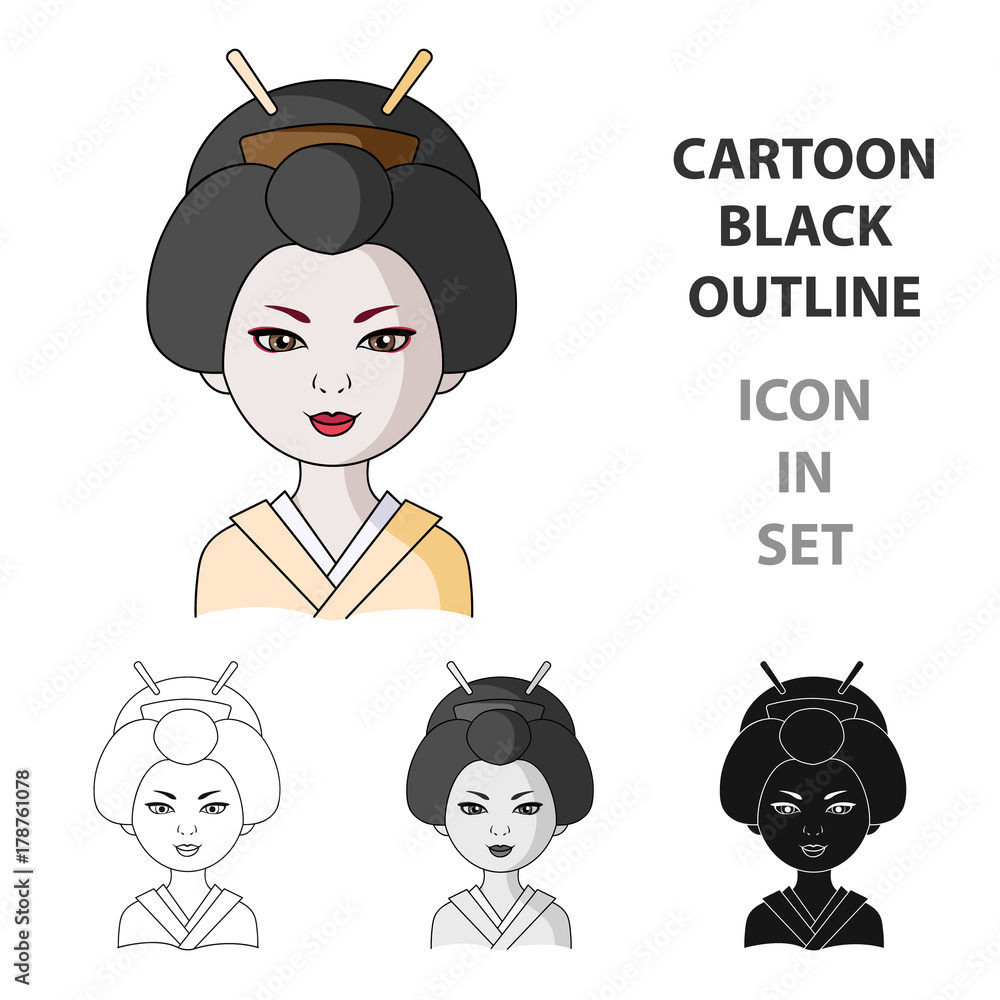 Japanese.Human race single icon in cartoon style vector symbol