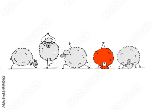 Flock of sheeps, sketch for your design