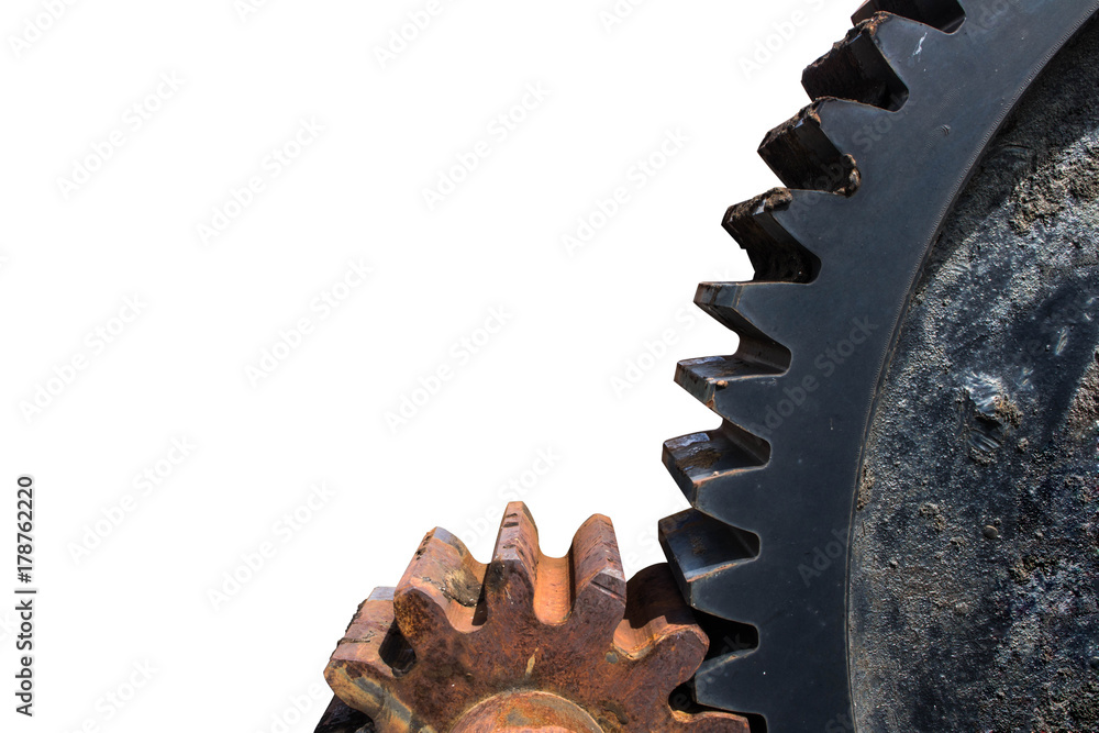 rust gear wheels on white background rust gear wheels on white background