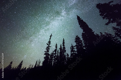 Milky Way over Elk Meadow on Mt. Hood night sky with stars and skyglow