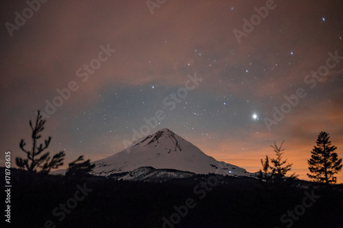 Glow of Portland Illuminates Clouds and Mt. Hood