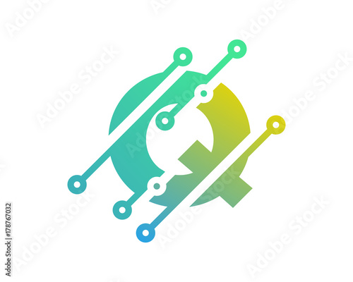 Digital Letter Q Technology Icon Logo Design Element