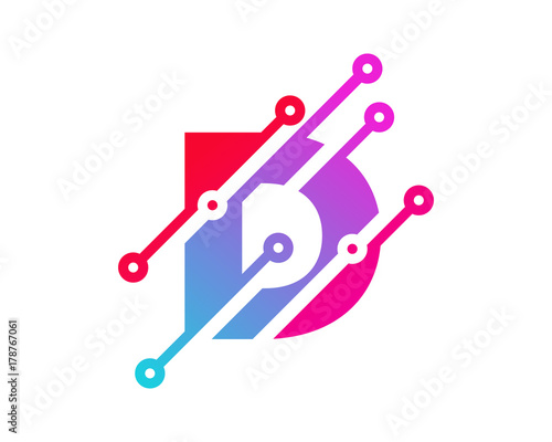 Digital Letter D Technology Icon Logo Design Element