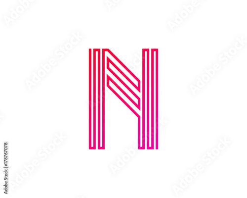 Single Line Letter N Icon Logo Design Element