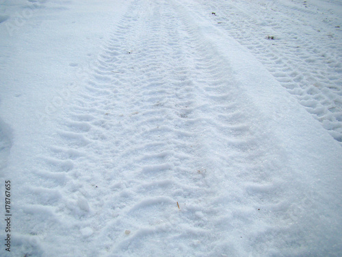Wallpaper Mural Traces of wheels on snow background Torontodigital.ca
