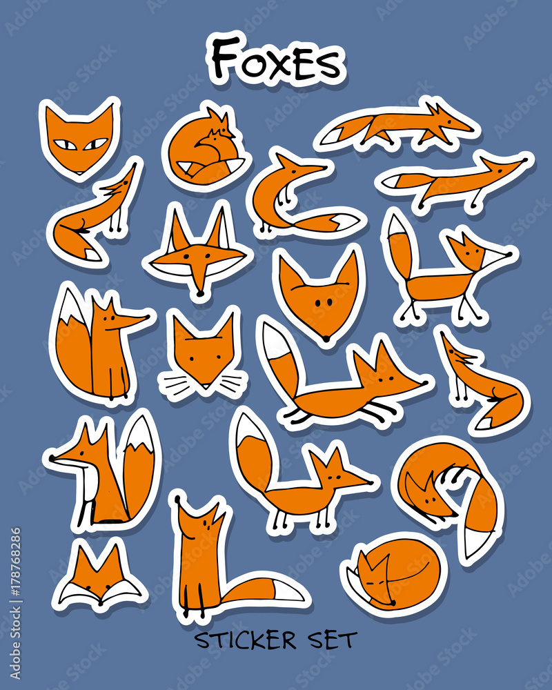 Foxes, sticker set for your design