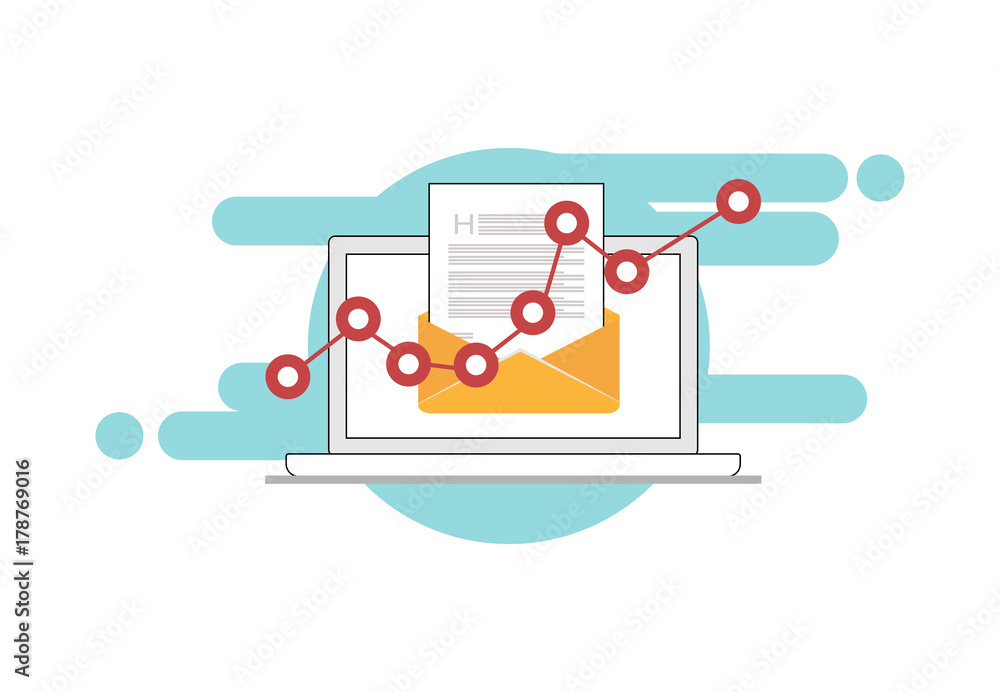 Email icon. Email marketing. Newsletter symbol. Line art vector illustration.