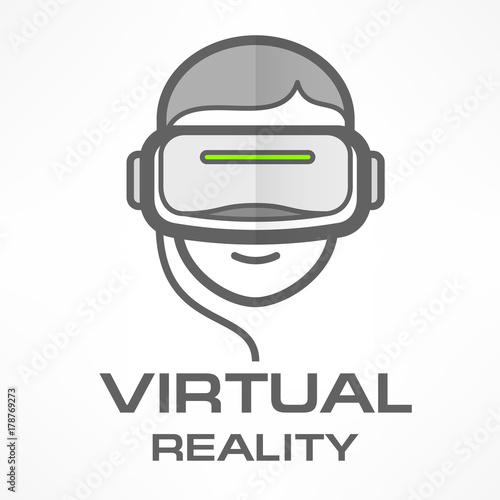 Man in virtual reality headset on white, vr glasses and helmet