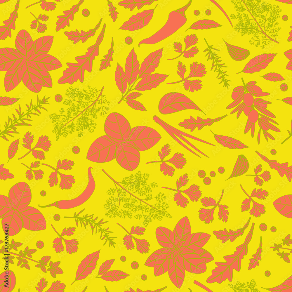 seamless with sketches of herbs and spices for your design seamless with sketches of herbs and spices for your design