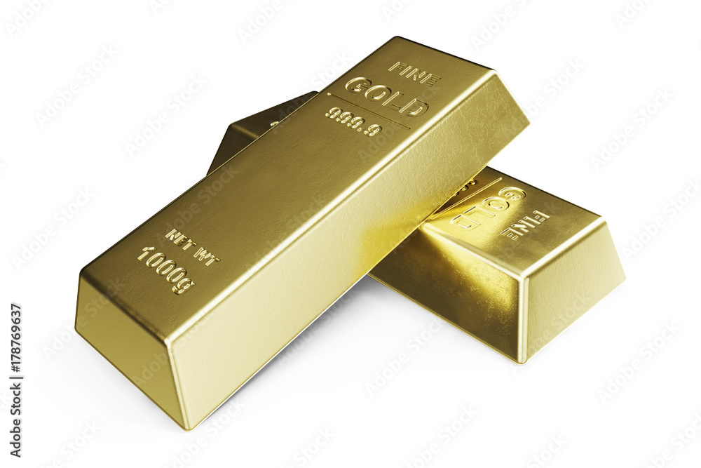 Gold Bar isolated on white background, weight of Gold Bars 1000 grams Concept of wealth and reserve. Concept of success in business and finance. 3d illustration Gold Bar isolated on white background, weight of Gold Bars 1000 grams Concept of wealth and reserve. Concept of success in business and finance. 3d illustration