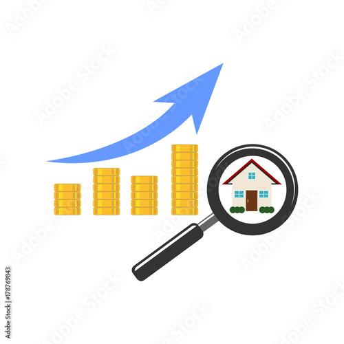 Shows a rise in prices for real estate. Growth in sales of real estate. Expensive house