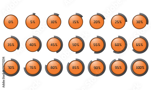 Fototapeta Naklejka Na Ścianę i Meble -  Set of the percent circles icons. Vector percentage icons for your animations. Set of vector percentage buttons