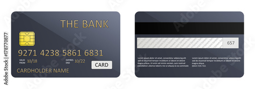 Credit,debit bank card mockup(template).Vector illustration isolated on white background.