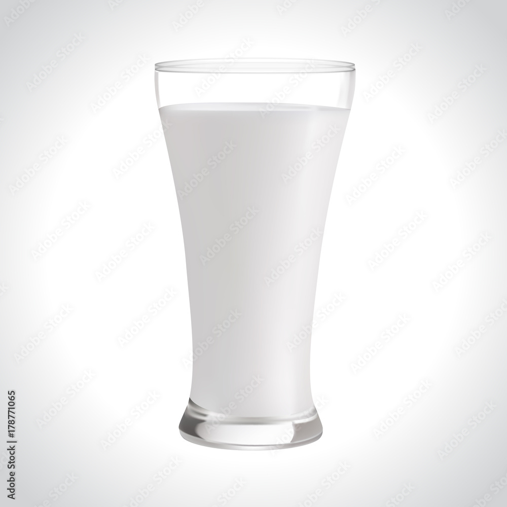 Glass of milk isolated on white. Vector illustration Glass of milk isolated on white. Vector illustration