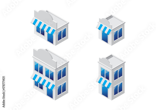 isometric store set, sale and shopping