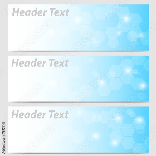 abstract header banner in blue and white color geometric