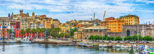Genoa port sea view with yachts photo