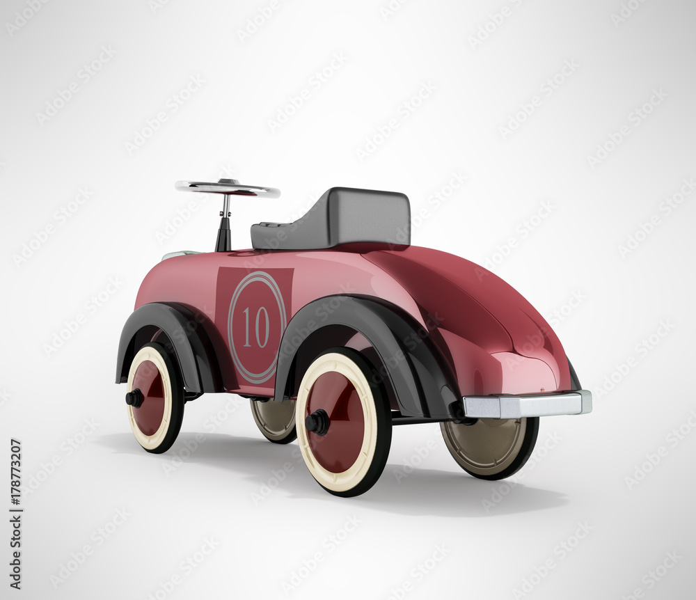 Machine wheelchair for children retro red race rear 3d render on gray background