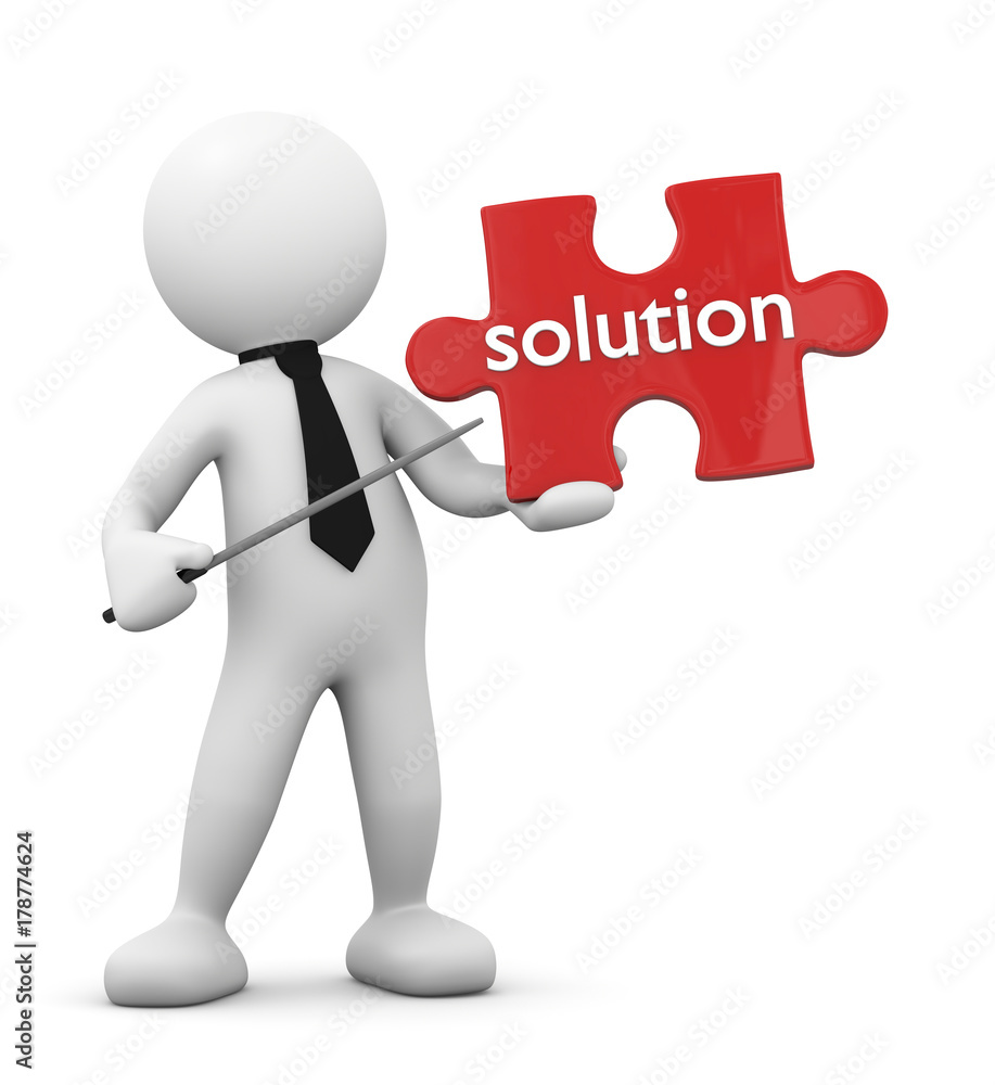 omino 3d che indica puzzle solution Stock-Illustration | Adobe Stock