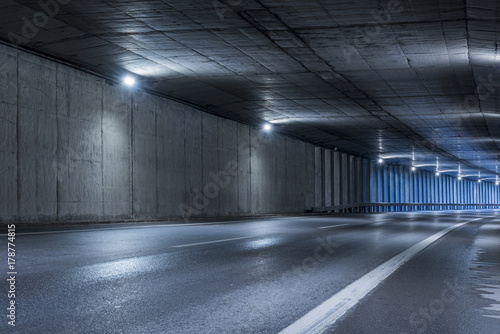 Highway tunnel. Interior of an urban tunnel without traffic. . © resul