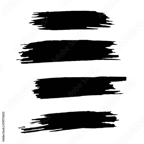 water color and acrylics set stroke brush in black color illustration