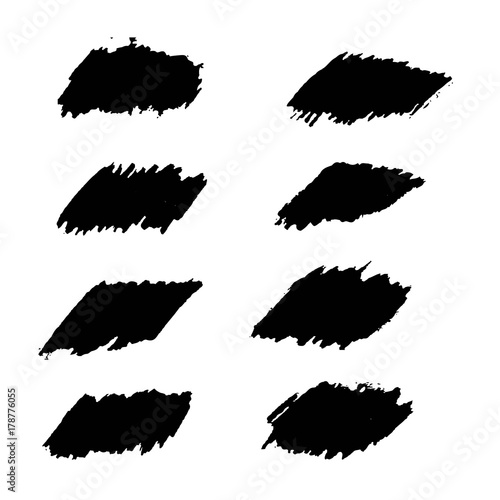 water color and acrylics sets stroke brush in black color illustration