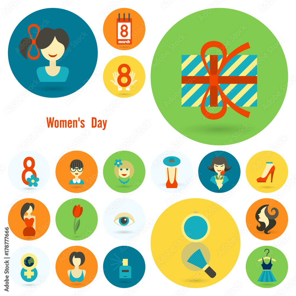 Fototapeta premium Womans Day Icon Set