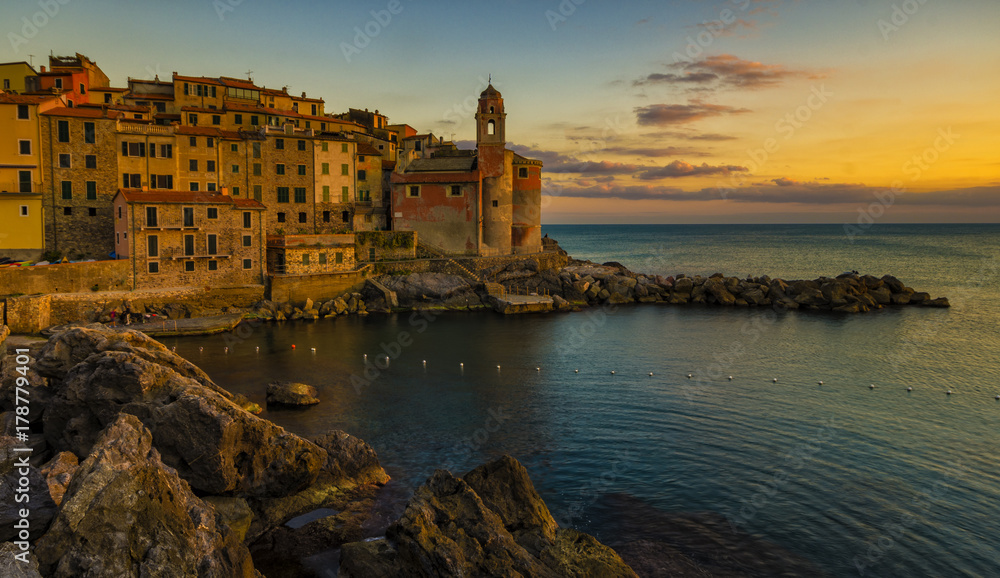 Scenic, peaceful evening in Tellaro, Liguria, Italy