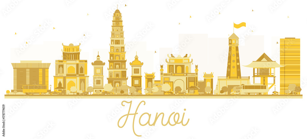 Hanoi City skyline golden silhouette. Hanoi City skyline golden silhouette.