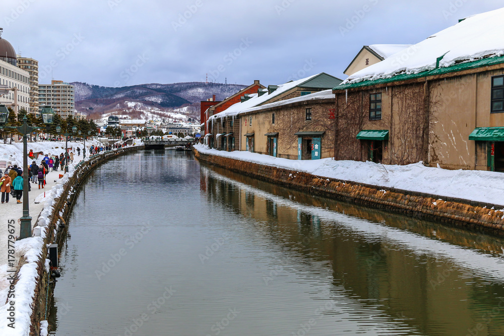 Otaru townscapes, Otaru's historical canal in winter season in Hokkaido ,Japan. Otaru townscapes, Otaru's historical canal in winter season in Hokkaido ,Japan.