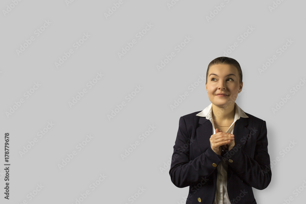 portrait shot. young beautiful business woman with short hair combed back, wearing a jacket. portrait shot. young beautiful business woman with short hair combed back, wearing a jacket.